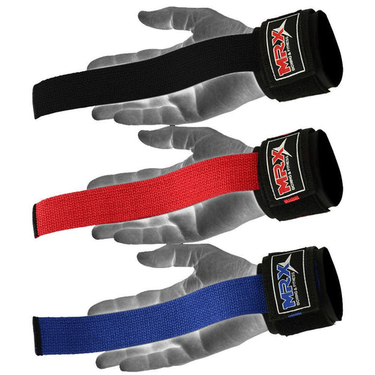 MRX Weight Lifting Bar Straps With Wrist Support Wraps Heavy Duty Bodybuilding Workout Gym Padded Strap Pair
