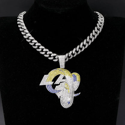 Sports Customized LOGO Pendant Necklace with Iced Out Cuban Chains for Football Fans Birthday Gifts