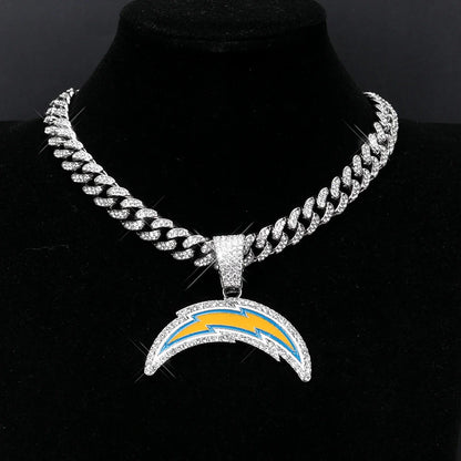 Sports Customized LOGO Pendant Necklace with Iced Out Cuban Chains for Football Fans Birthday Gifts