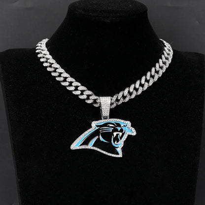Sports Customized LOGO Pendant Necklace with Iced Out Cuban Chains for Football Fans Birthday Gifts