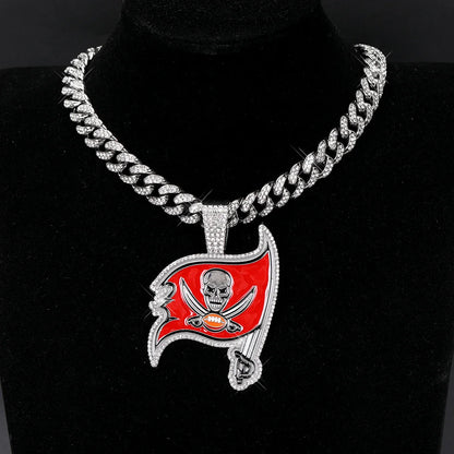 Sports Customized LOGO Pendant Necklace with Iced Out Cuban Chains for Football Fans Birthday Gifts