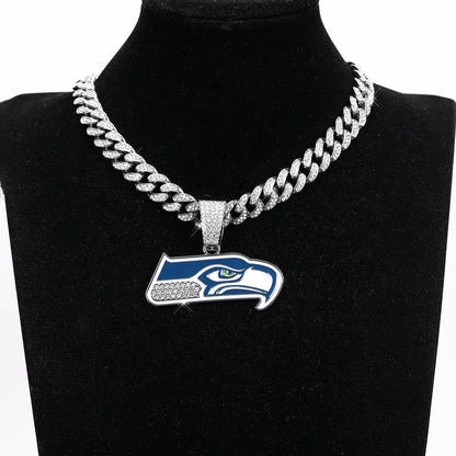 Sports Customized LOGO Pendant Necklace with Iced Out Cuban Chains for Football Fans Birthday Gifts