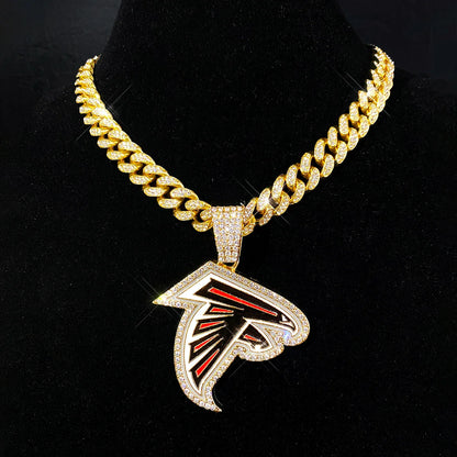 Sports Customized LOGO Pendant Necklace with Iced Out Cuban Chains for Football Fans Birthday Gifts