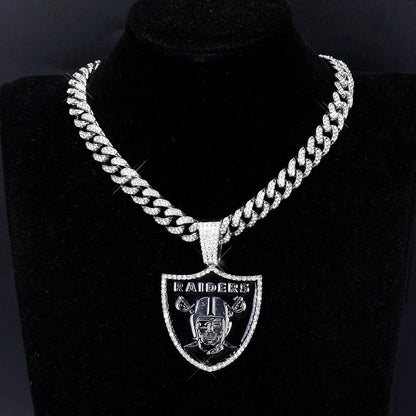 Sports Customized LOGO Pendant Necklace with Iced Out Cuban Chains for Football Fans Birthday Gifts