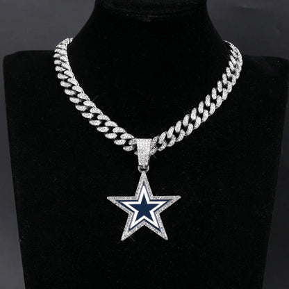 Sports Customized LOGO Pendant Necklace with Iced Out Cuban Chains for Football Fans Birthday Gifts