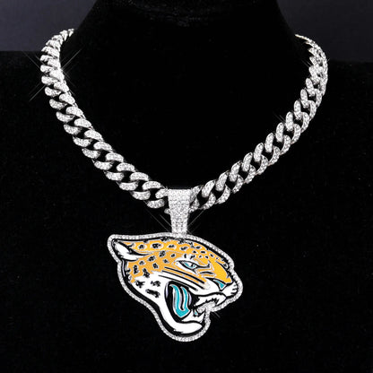 Sports Customized LOGO Pendant Necklace with Iced Out Cuban Chains for Football Fans Birthday Gifts