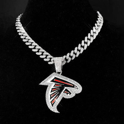 Sports Customized LOGO Pendant Necklace with Iced Out Cuban Chains for Football Fans Birthday Gifts