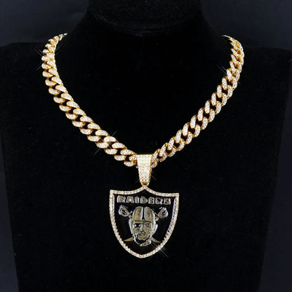 Sports Customized LOGO Pendant Necklace with Iced Out Cuban Chains for Football Fans Birthday Gifts