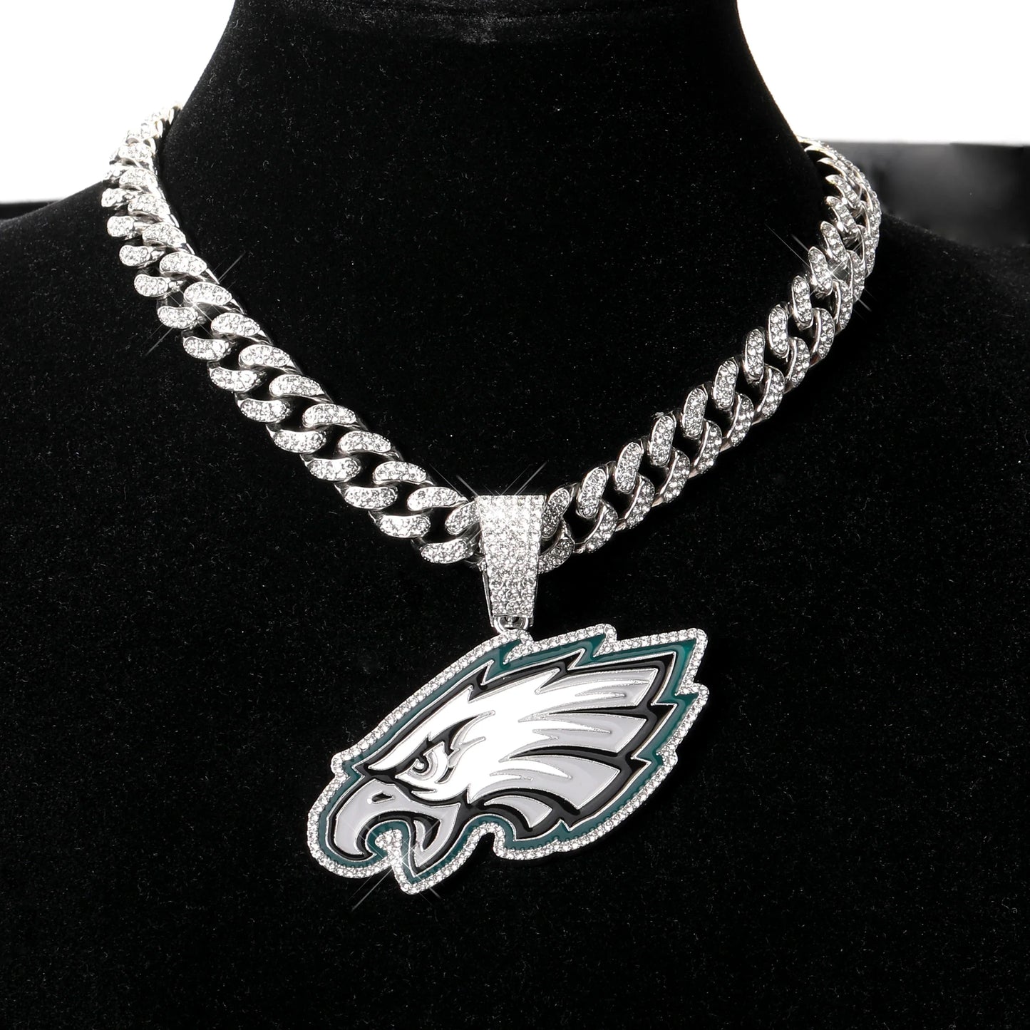 Sports Customized LOGO Pendant Necklace with Iced Out Cuban Chains for Football Fans Birthday Gifts