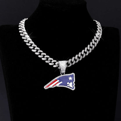 Sports Customized LOGO Pendant Necklace with Iced Out Cuban Chains for Football Fans Birthday Gifts