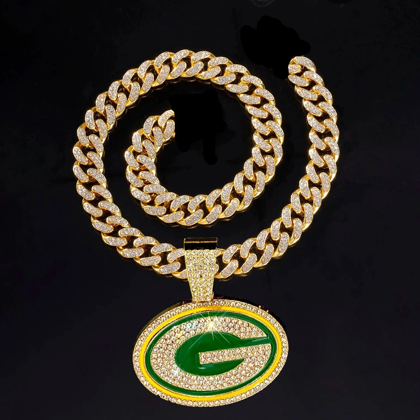 Sports Customized LOGO Pendant Necklace with Iced Out Cuban Chains for Football Fans Birthday Gifts