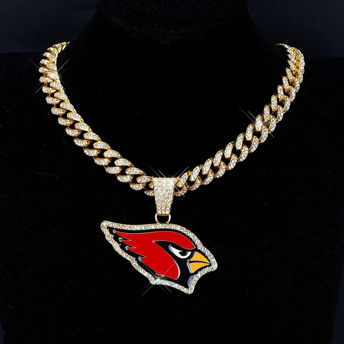 Sports Customized LOGO Pendant Necklace with Iced Out Cuban Chains for Football Fans Birthday Gifts