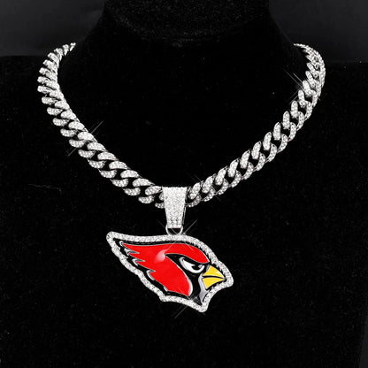 Sports Customized LOGO Pendant Necklace with Iced Out Cuban Chains for Football Fans Birthday Gifts