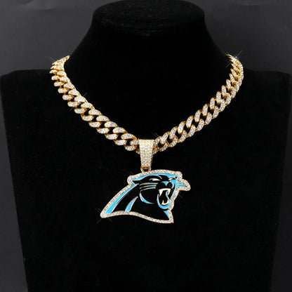 Sports Customized LOGO Pendant Necklace with Iced Out Cuban Chains for Football Fans Birthday Gifts