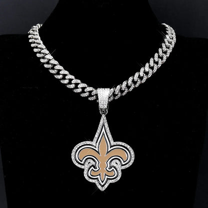 Sports Customized LOGO Pendant Necklace with Iced Out Cuban Chains for Football Fans Birthday Gifts